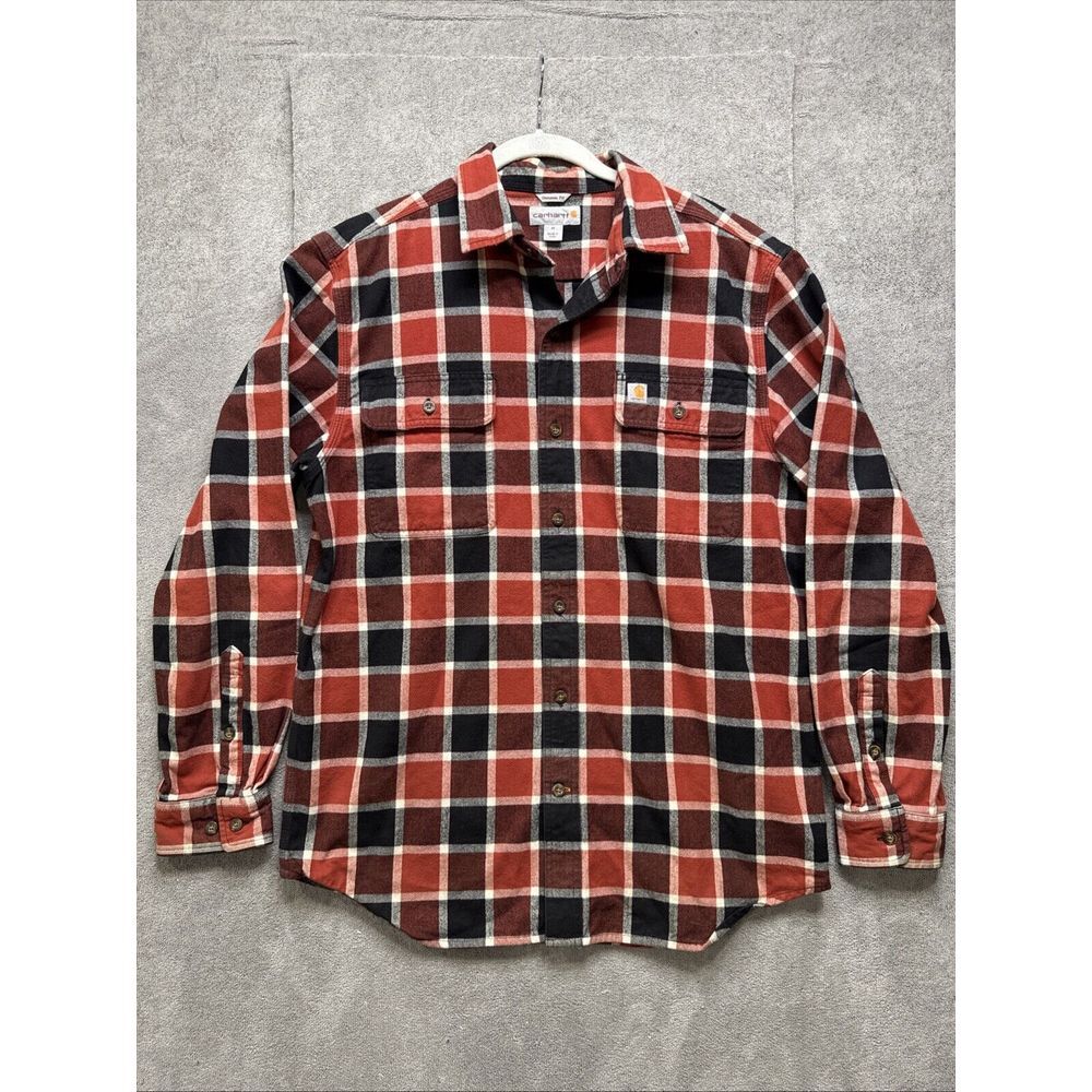 Carhartt Midweight Flannel Mens M Red Original Fit Plaid Work Shirt Chore